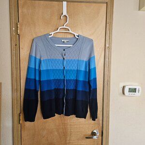 Liz Claiborne Sweater Cardigan L womens Blue Long Sleeve